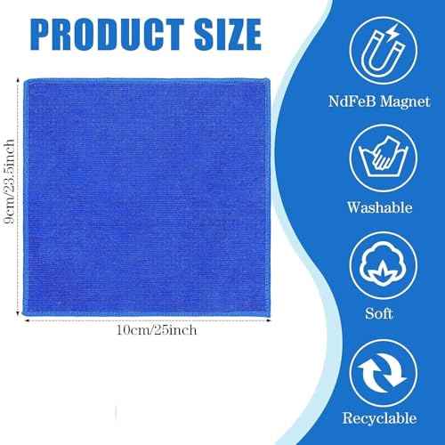Nuenen 48 Packs Magnetic Cleaning Cloth Microfiber Dry Erase Eraser Magnetic Whiteboard Eraser Reusable Washable Dry Erase Cloth for Office Classroom Home, 10'' x 10''