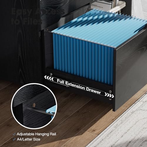 DUMOS 3-Drawer Rolling File Cabinet with Adjustable Shelf & Printer Stand