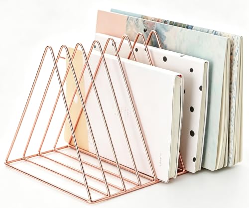 Sooyee 9 Slot Metal Record Holder Storage Rack Rose Gold