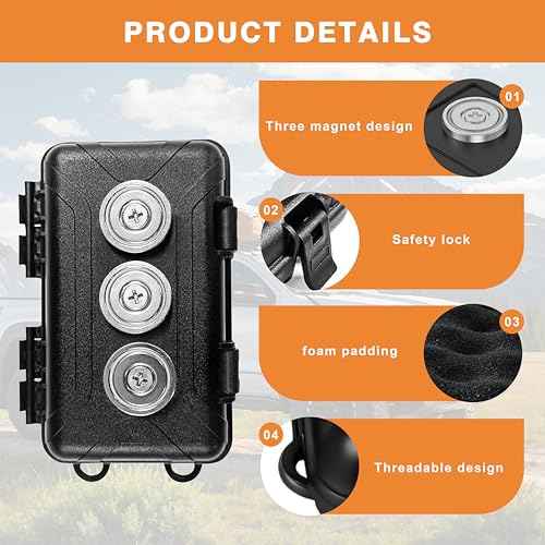 Upgraded Magnetic Key Holder Under Car, Hide a Key Outside Waterproof Magnetic Key Box for Under Car Large Hide Box Magnetic Storage Box, Black