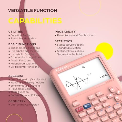 TOVO Scientific Calculator with Graphing Functions, Multiple Modes, 360 Functions, Large Screen, Intuitive Interface for Beginners, High School & Advanced Courses, TS-259 (Developed by CATIGA)