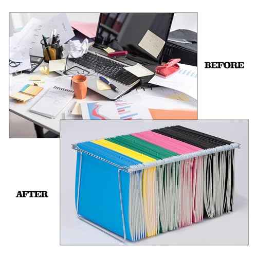 2 Packs Hanging File Folder Frame,Heavy Duty Steel Hanging File Organizer,File Cabinet Rails,Adjustable 11 to 17.4 Inches,Mountable