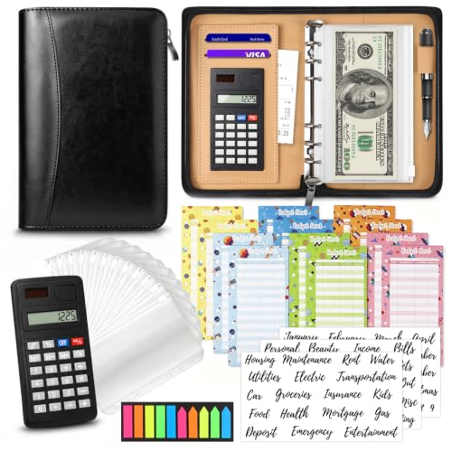 Nefeeko Budget Binder with Zipper Envelopes B - Cash Envelope Organizer for Budgeting