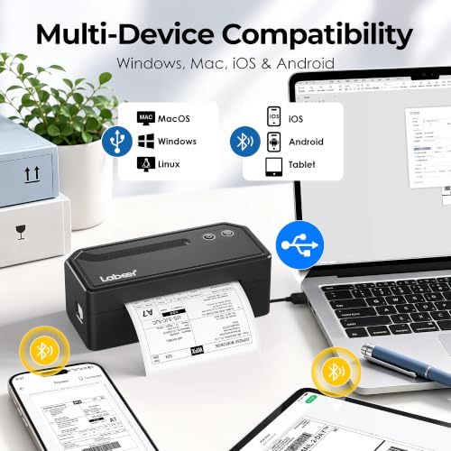 Labeer Bluetooth Thermal Shipping Label Printer Black Wireless 4x6