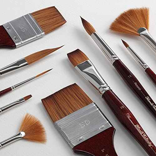 Creative Mark Mimik Kolinsky Watercolor Brush - # 14 Round - Short Handle Synthetic Paint Brush - Handmade in Germany - Synthetic Sable Paint Brushes for Professional Artists - Animal-Friendly