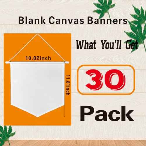 30pcs Blank Canvas Banners 10.82"x11.81",12oz Fabric Canvas Wall Hanging Art for DIY Kids Room Decor,Enamel Pin Wall Display Banners for Enamel Lapel Badge Collection,Birthday,Educational Play