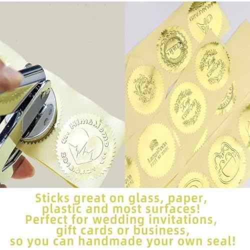 200Pcs Gold Foil Seal Stickers - 2" Diameter for Sealing Awards Embossing Certificates and Envelopes Sticker Seals Embossing Stickers
