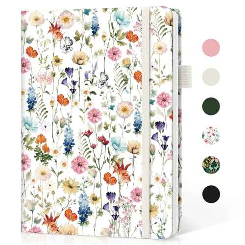 Taja Lined Journal Notebook for Women & Men, Hardcover Leather Journal for writing, A5 College Ruled Notebook for Work & Note Taking, Perfect for Office School Home Supplies, 160 Pages, Garden
