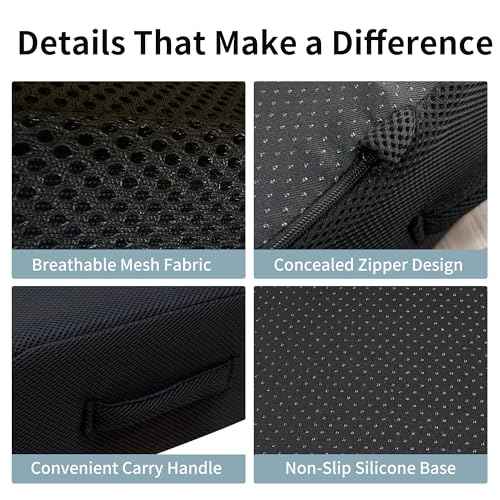 6" Extra Thick Memory Foam Office Chair Cushion ? 2-Layer Booster Seat for Back & Tailbone Pain Relief, 18 x 16 x 6in Non-Slip Cushion with Carry Handle for Wheelchair, Car, and Airplane