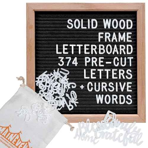 Wooden Felt Letter Board Precut, Wifi Sign, Changeable Baby Announcement Board w/Pre-Cut Letters Numbers Symbols 10x10 Inch