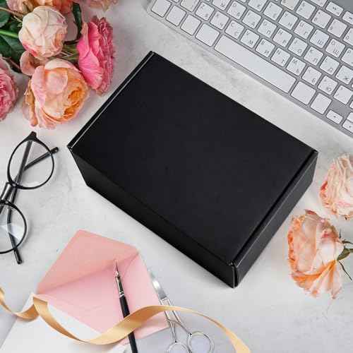 12x9x4 inches Shipping Boxes Set of 20, Small Corrugated Cardboard Box, Literature Mailer, Gift Boxes (Black, 12x9x4)