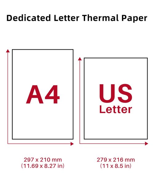 Phomemo Thermal Printer Paper 8.5 x 11 Inch, Advanced Thermal Printing, Phomemo Paper Compatible with M08F-Letter, M832, M834, MT800, with Brother Letter Portable Printer, Size 8.5" x 11", 100 Sheets