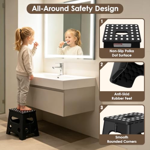 13 Inch Folding Step Stool with 450LBS Capacity, Non-Slip & Safety Lock