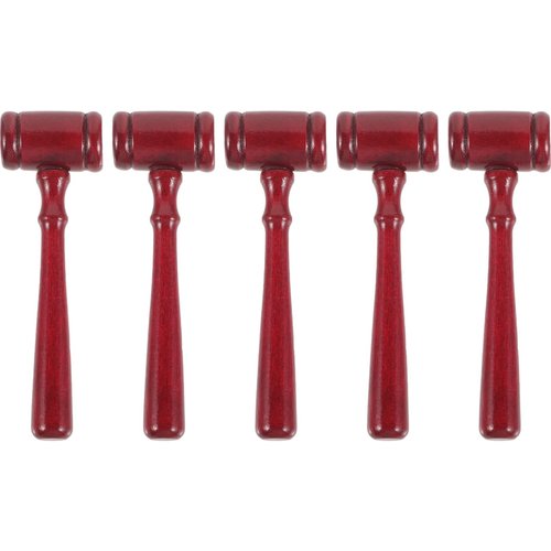 Kids Dark Red Plastic Judge Gavels - 5Pcs Courtroom Role Play Accessories Ideal for Christmas Costumes 4 33 X 1 37 X 3 14 Inch