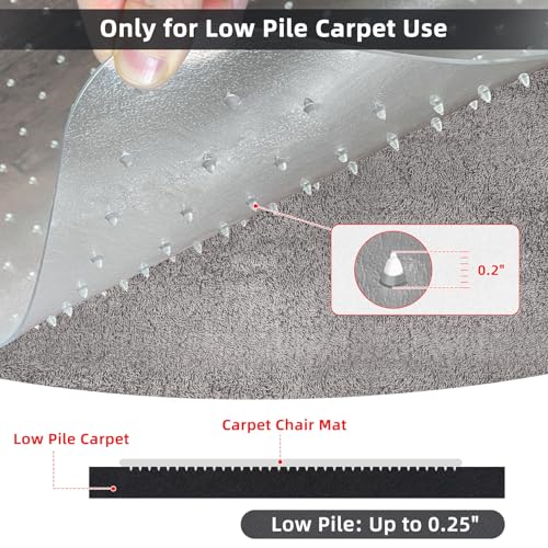 YumHome 48" x 30" Office Chair Mat for Carpeted Floors - Heavy Duty, Anti-Slip Protector