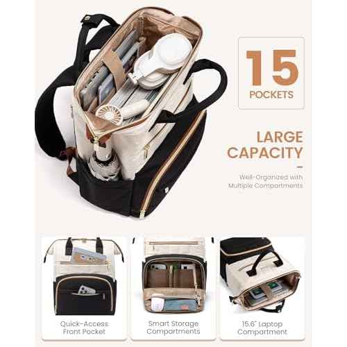 LOVEVOOK Puffer Backpack Purse for Women with 15.6 Inch Laptop Pocket, Nurse Teacher Work Bags for Gifts, Personal Item Travel Bag for College School, Cute Student Bookbag for Teen Girls Waterproof