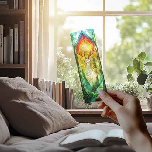 TwoDays Fantasy Stained Glass Art Transparent PVC Bookmarks, Dark Romance Merch for Readers, Romantasy Inspired Bookish Gifts for Book Lovers Booktok, Book Accessories (Set of 3, 6'' x 2'')