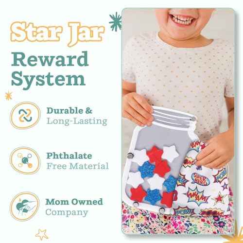 The Original Star Jar- Star Jar Reward Chart for Kids, Star Chart for Potty Training, Chore Chart for Kids Reward Jar, Magnetic Reward Jar Classroom, Reward Jars for Kids (Superhero Collection)