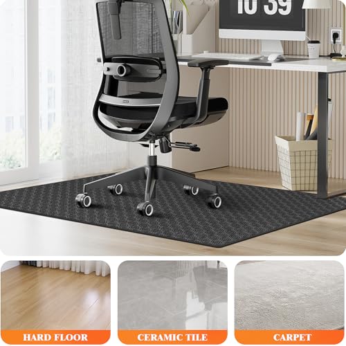 KMAT 36x48in Office Chair Mat – Heavy Duty Hardwood/Tile Floor Protector, Non-Slip, Black