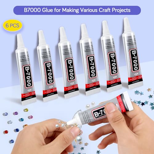 FITTDYHE 6 Pack Jewelry Glue 15ML Clear Waterproof Strong Bond for Crafts, Nails, Phone Repair