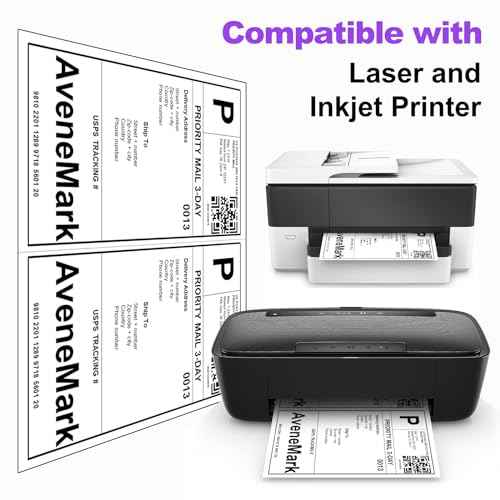 500 Sheets1000 Shipping Labels 8.5" x 5.5" Half Sheet Self Adhesive Mail Labels for Laser & Inkjet Printers, AveneMark 2 per Page Shipping Paper 5 1/2 x 8 1/2 Half Page Labels