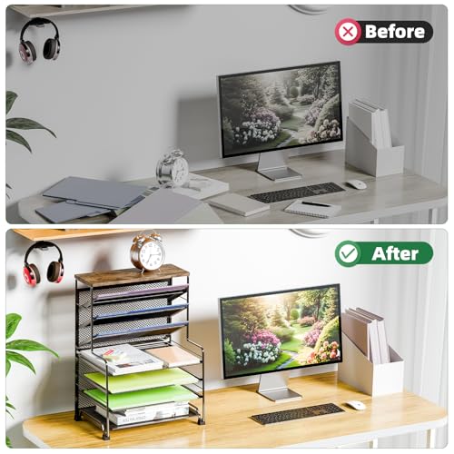 8-Tier Desk File Organizer for Office Home School Storage Black