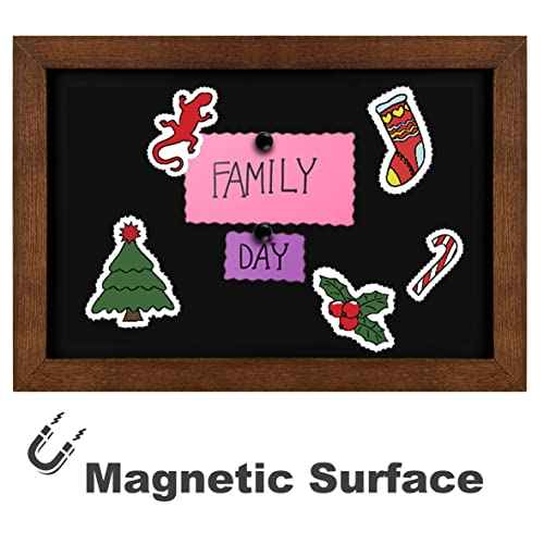 TORASO Chalkboard, Wood Frame Magnetic Chalkboard Sign, Rustic Walnut Wood Framed Chalk Board for Wedding, Kitchen, Bar, Restaurant, Menu & Home Decor, Hanging Chalkboards, 8.7" x 12.6"(BN-2232)