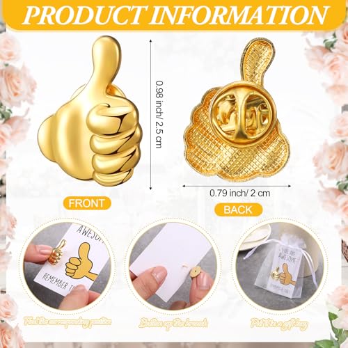 Tondiamo 100 Sets Employee Appreciation Gift Bulk Inspirational Thumbs up Pin Rad Tech Week Funny Office Gift for Coworker Nurse Practitioner Kindness Week IEW Christmas (Thumb up)