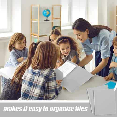 Gueevin 100 Pcs Two Pocket Folders Bulk Plastic File Folder with 2 Pockets Letter Size Paper Heavy Duty Durable Portfolios Case for Home Office School Business 11.61 x 9.45 Inch (Gray)