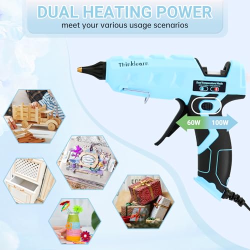 ThinkLearn Dual-Temp Hot Glue Gun 60W/100W Full Size with 59 Glue Sticks Kit