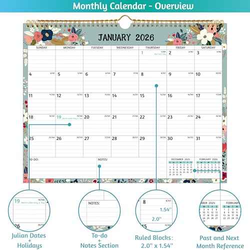 Wall Calendar 2026-2027 ? 2 Year Calendar 2026-2027, 14.57 x 11.42 In, Jan 2026 - Dec 2027, 2026 Calendar 24 Months, Monthly 2026, with Ruled Blocks, Thick Paper, Holidays, To-do List £¦ Notes