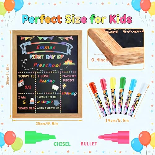Hexablenzio Double-Sided 11.8x9.8 Inch School Sign with Solid Wood Frame & 6 Markers