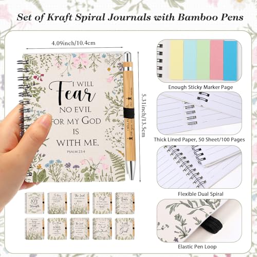 30 Sets Christian Spiral Notebooks Bulk Inspirational Religious Bible Verse Prayer Notepad with Sticky Note Pen Christmas Gifts for Church Study Group Member Vbs Sunday School (White)