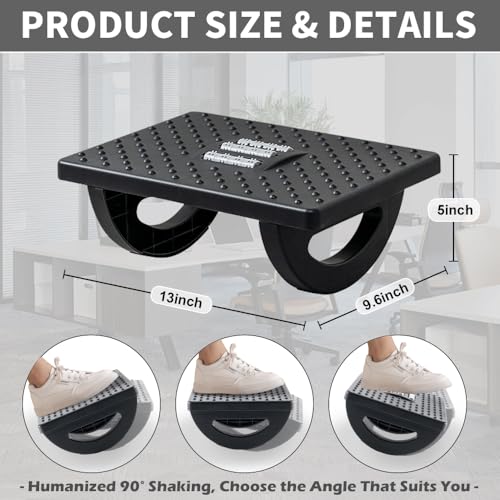 CasaZenith Black Foot Rest Under Desk for Office Ergonomic Footstool with Massage