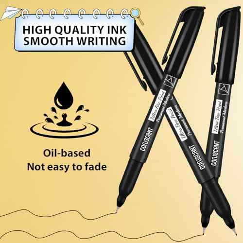 coruscant Ultra Fine Point Permanent Markers, 12 Pack Extra Fine Tip 0.4 mm Black Marker, Quick-Drying, Waterproof, Fade-Resistant, Ideal for Home, Office, School