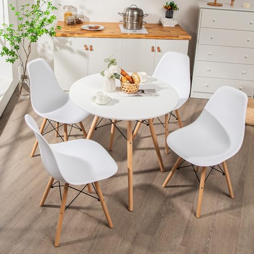 Tangkula Round Dining Table Set for 4 – 5-Piece Modern Kitchen & Living Room