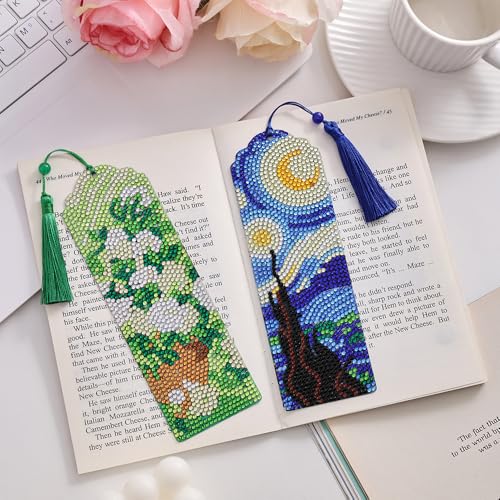 Van Gogh Diamond Painting Bookmarks Set - DIY Art Craft Kit for Book Lovers