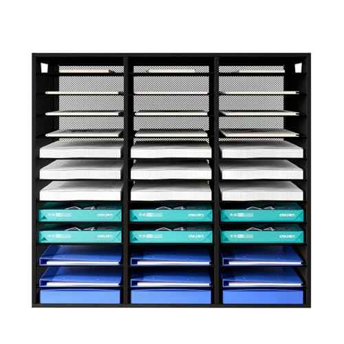 Mail Sorter Adjustable Countertop Mail Holder, Heavy Duty Literature Organizer, Student Mailbox for Classroom, Desktop Bill Paper Organizer for Office Home School, 36 Compartments, Black