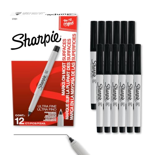 Sharpie Ultra Fine Tip Permanent Markers - Black, 12 Pack, Quick Dry, Fade Resistant