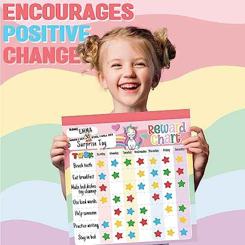 Reward Chart for Kids ? Unicorn Magnetic Kids Behavior Chart, Pad with 26 Chore Charts, 1920 Star Stickers, 49 Incentive Stickers, Responsibility Chart for Kids Girls Toddlers - Kids Chore Chart