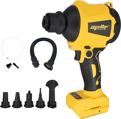 High Volume Compressed Air Duster Compatible with Dewalt 20v Battery- 3 Speeds, 50000RPM Brushless Motor, LED Light, 7 Multi-Use Accessories, Ideal for PC Keyboard, Pool Toy (Tool Only)