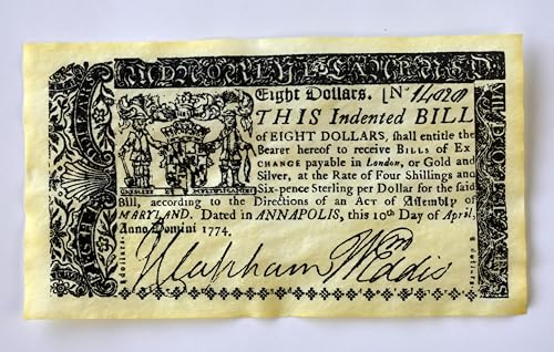 Our Amendments Colonial & Revolutionary Currency Set A 9" x 4" - 7 Replica Banknotes in Envelope