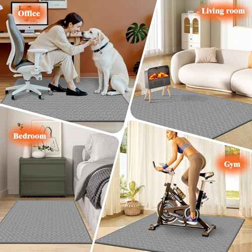 KMAT Office Chair Mat, 47x47in Heavy Duty Hardwood/Tile Floor Protector, Floor Mat Computer Desk Mat for Rolling Chairs, Work, Study, Office, Grey