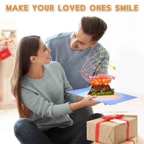 I LAVA YOU Pop Up Anniversary Card for Wife,Husband,Couple, Musical 3D Romantic Valentines Day Card with Lights for Boyfriend or Girlfriend, Funny Happy Anniversary Wedding Valentine Gift Volcano Card