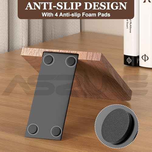 6Pairs Square Wooden Book Ends Heavy Duty Bookends