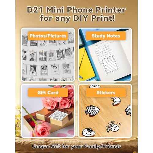 Sticker Printer, PrintPods Mini Printer, Bluetooth Portable Sticker Maker with 3 Rolls Paper, Print Pod Inkless Thermal Printers for iphone, Impresora Port?til for Notes, Journal, DIY, Kids Gift