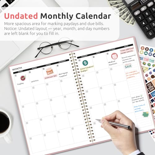 Pink Budget Planner undated Expense Tracker 6.9 x 9.9 inch, Taja