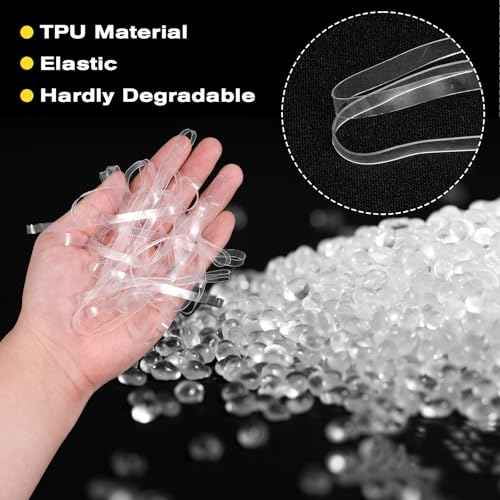 50 Pcs Clear Rubber Bands 200x5mm (Perimeter x Width) Transparent TPU Rubberband Clear Elastic for Home Office Crafts