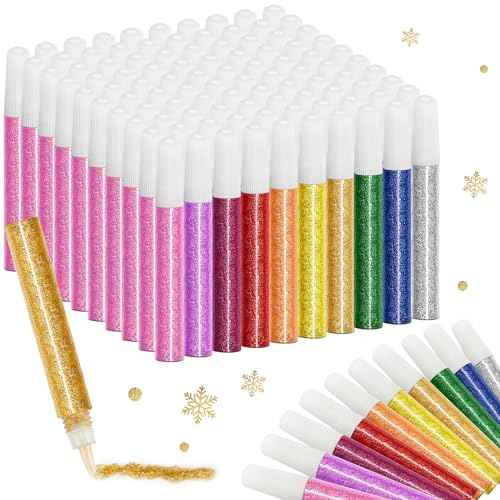 Resurhang 300 Pcs Glitter Glue Pens Bulk 10 Colors Rainbow Glue Stick for Crafts Back to School Gifts Supplies for DIY Arts, Projects Scrapbooking, Cards Decorating Supplies
