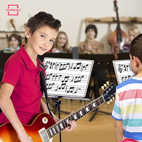 Scribbledo 10 Pack Dry Erase Music Staff Lap White Boards 9"X12" l Write Musical Notes and More Whiteboard (Double Sided) Music Classroom Supplies Must Haves Includes 10 Erasers